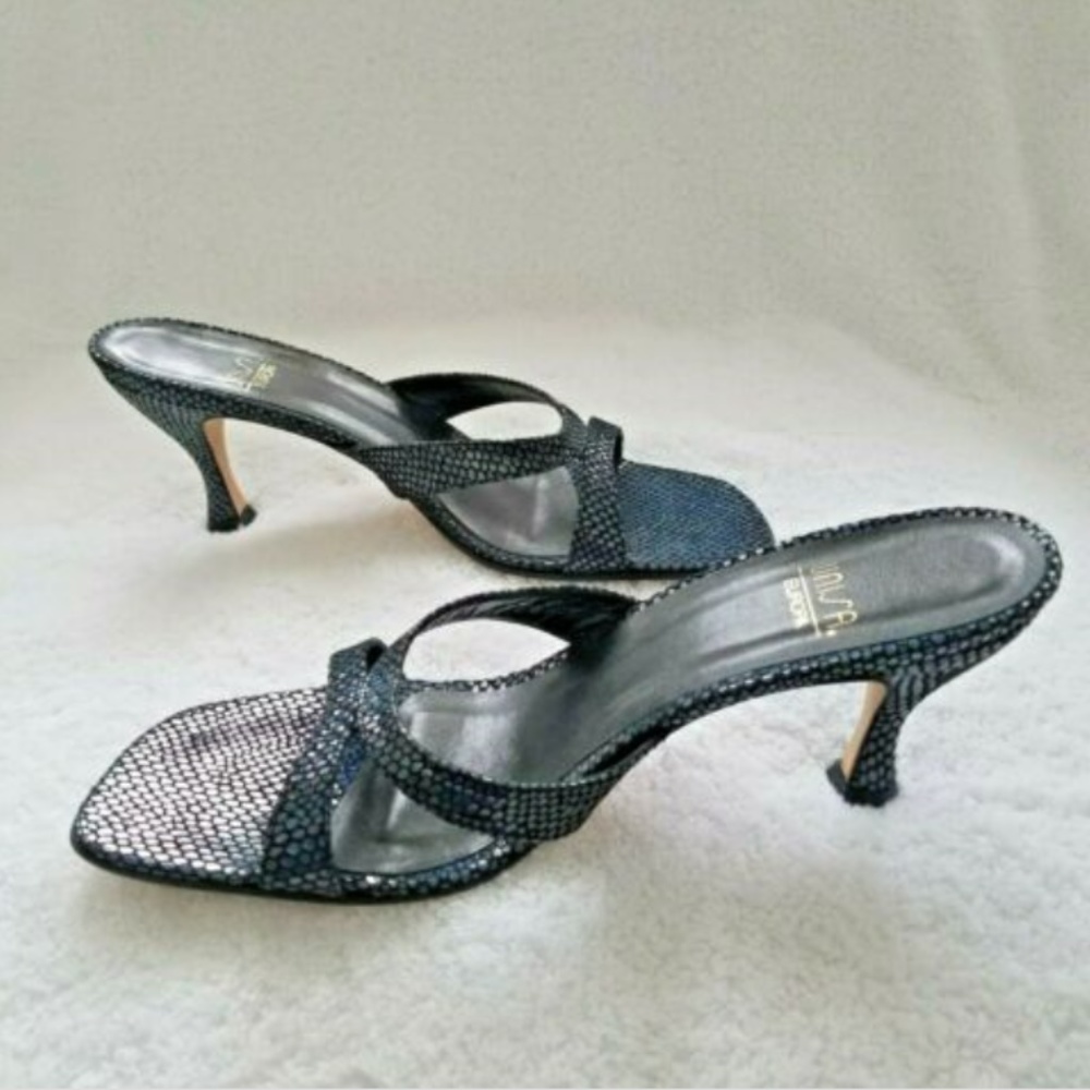 Unisa Mules Navy Midnight Blue Strappy 9.5 AA NWOB